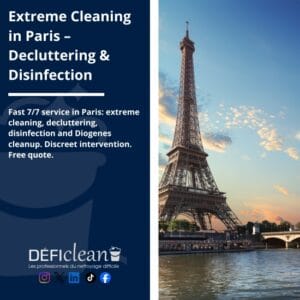 Défi Clean team performing extreme cleaning inside a Paris apartment
