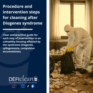 Defi clean Procedure and intervention steps for cleaning after Diogenes syndrome france