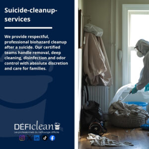 picture We provide respectful, professional biohazard cleanup after a suicide. Our certified teams handle removal, deep cleaning, disinfection and odor control with absolute discretion and care for families.