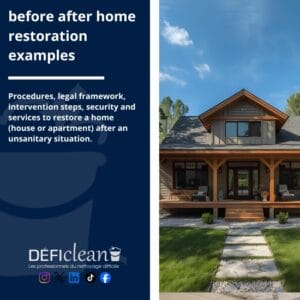 Procedures, legal framework, intervention steps, security and services to restore a home (house or apartment) after an unsanitary situation.