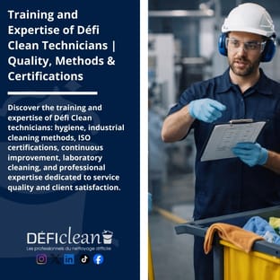 Man in safety gear holding tablet inside industrial cleaning facility showing Defi Clean technician training context