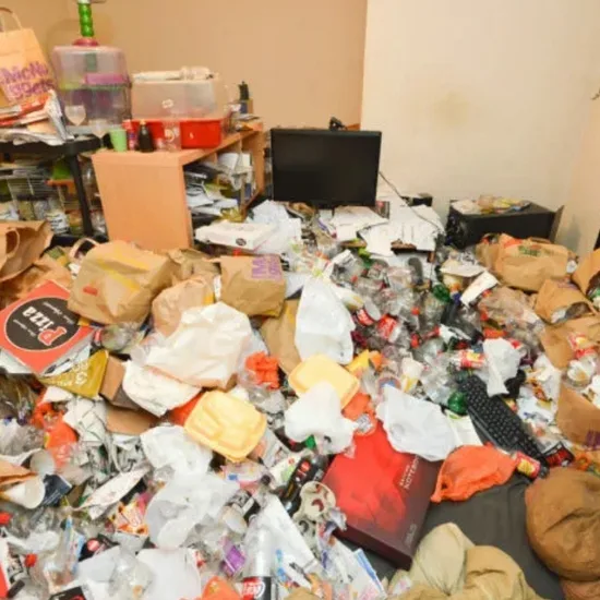 Diogenes syndrome cleaning: cluttered home before clear-out and disinfection