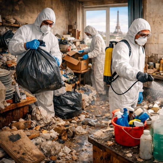 Diogenes cleaning Paris with clearance, sorting, disinfection and full restoration of an apartment