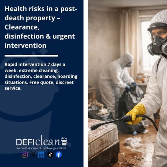 A professional team from Défi Clean conducting a thorough post-death property cleaning in Paris, ensuring a safe and sanitized environment.